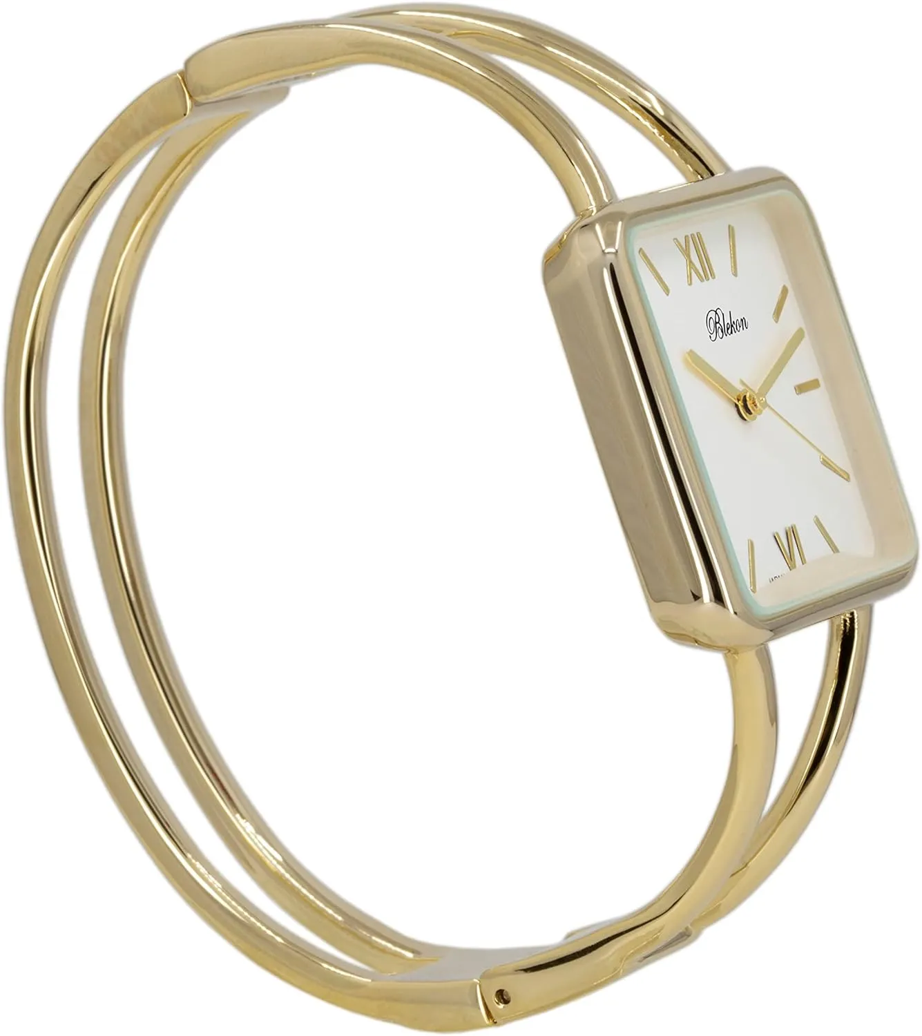 Blekon Collections Womens 30mm Square Elegant Metal Cuff Bangle Fashion Watch