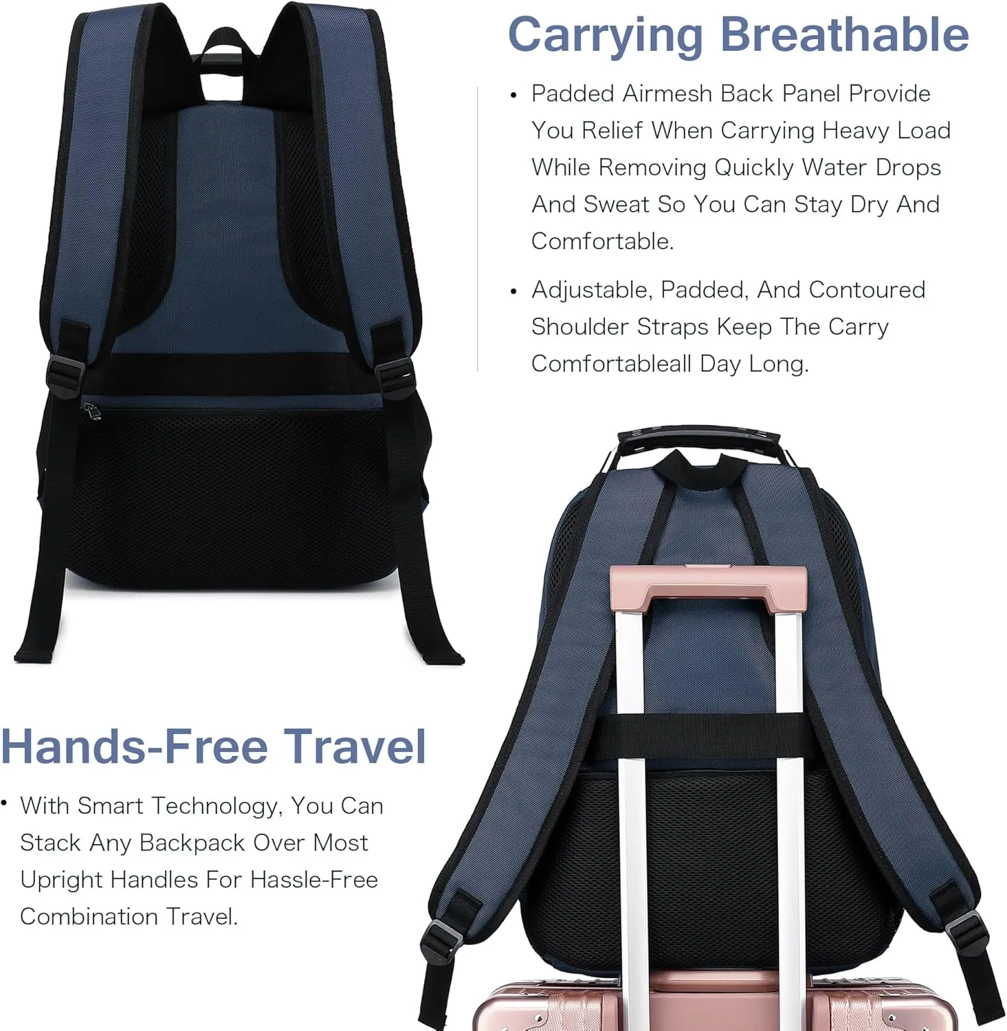 Boavan Laptop Backpack for men, 15.6 inch Laptop Bag with USB Port, Waterproof Travel Work Backpack Purse, Anti-Theft Teacher Nurse Doctor Casual Bookbags Office Business backpackClassic Navy