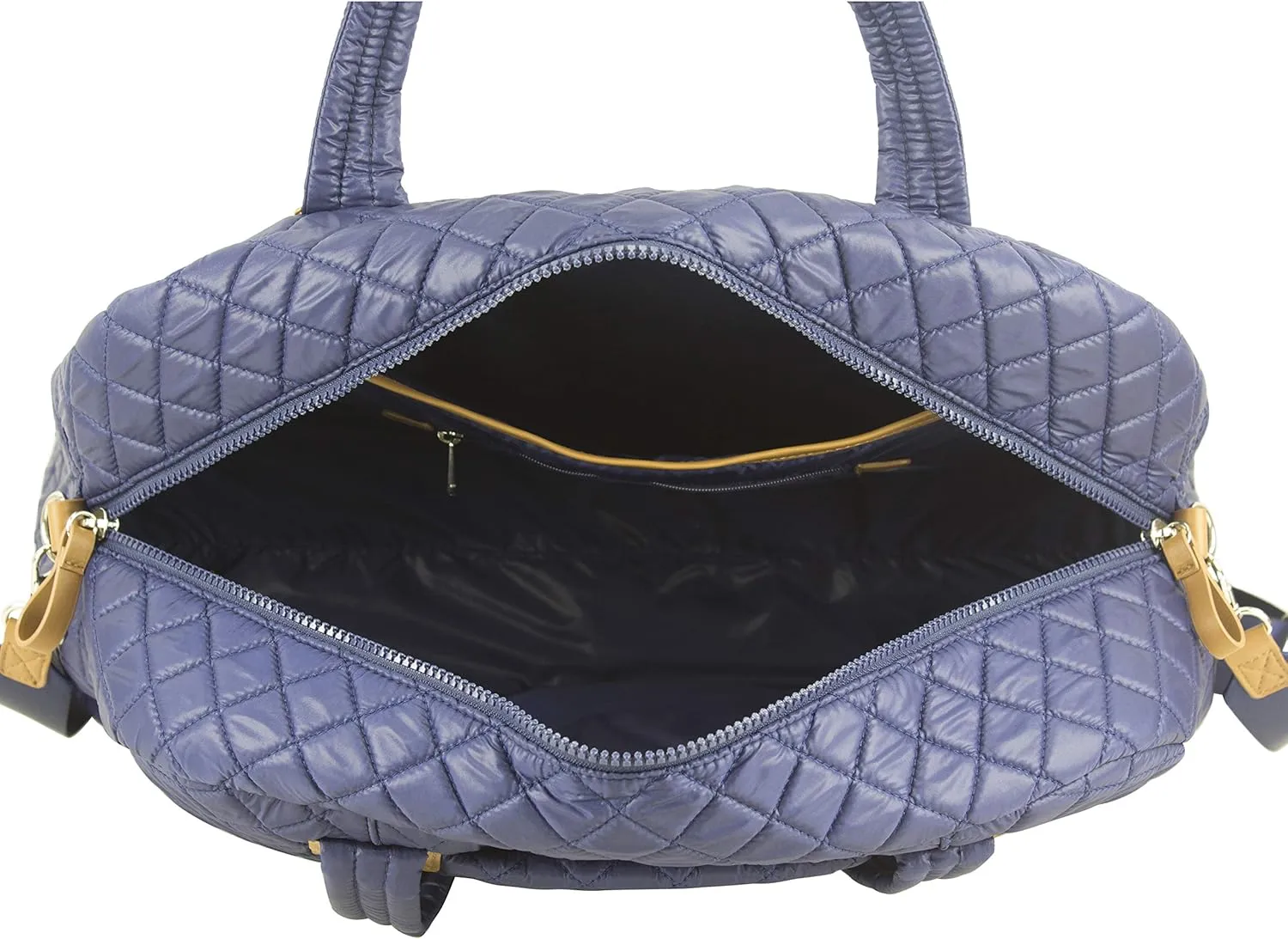 BODHI Quilted Luxe Travel Weekender Purse Shoulder Bag with Trolley Sleeve and Detachable Crossbody Strap, Navy