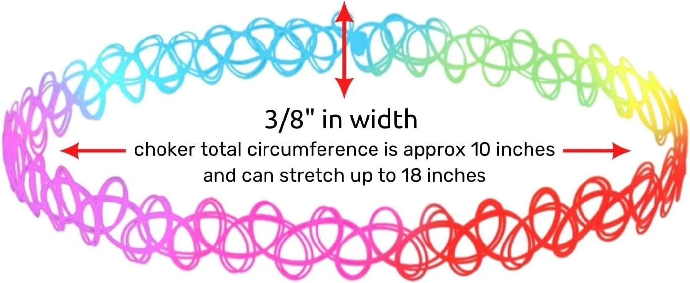 BodyJ4You 2PC Tattoo Choker Necklace - 90s Choker Necklace Women - 2000s Y2K Black Chokers Rainbow Choker - Butterfly Ying Yang Unicorn Rainbow Charms - Stretchy Elastic Necklace Summer Gift Set