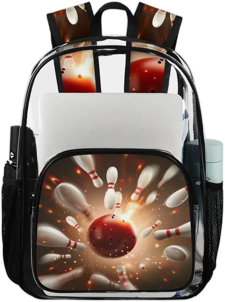 Bowling Ball Sport Large Clear Backpack Heavy Duty PVC Transparent See Through Backpacks Waterproof Clear Bag for Work Travel Sport