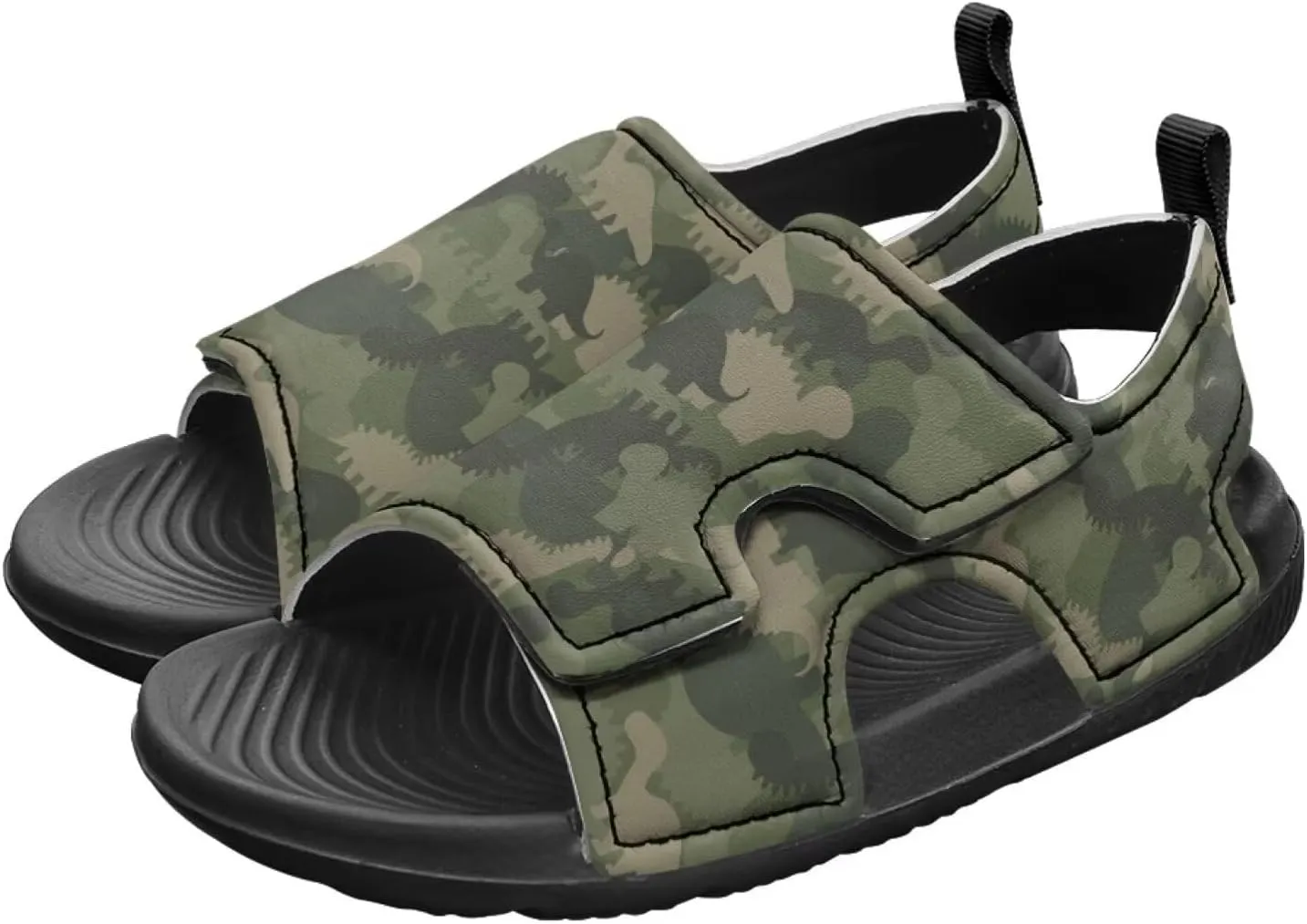 Boys Dinosaur Sandals Kids Open Toe Summer Outdoor Athletic Sandals Adjustable Beach Water Shoes for Toddler Boys