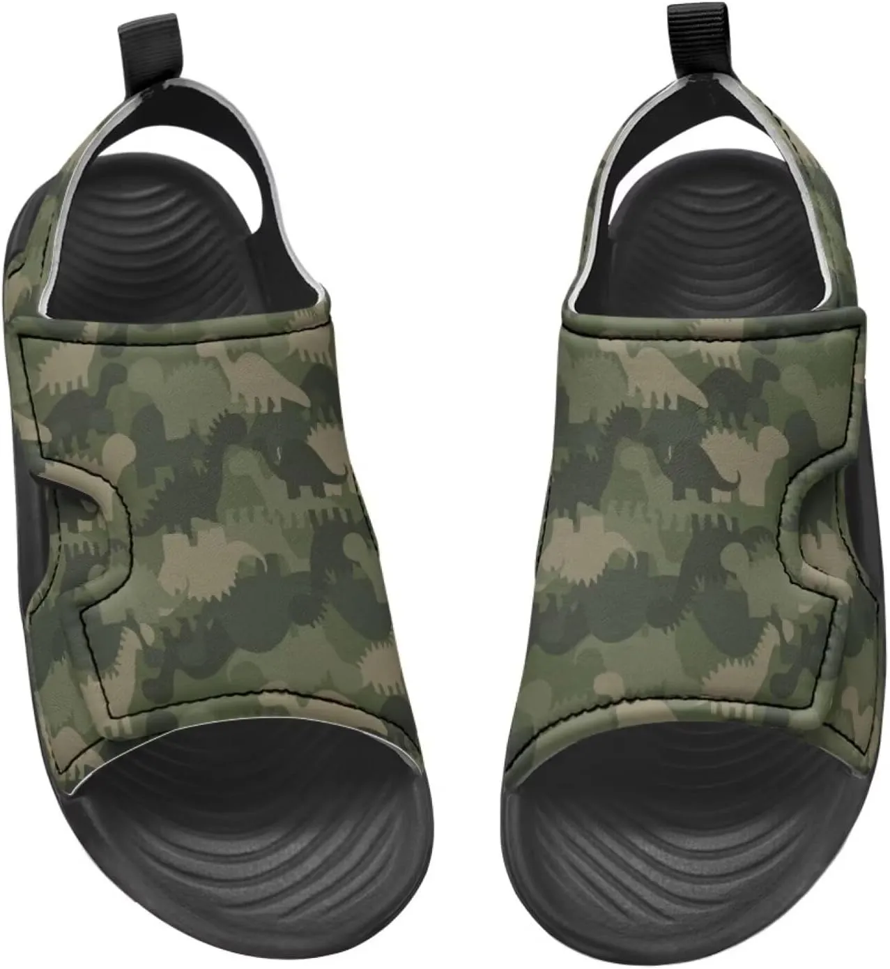 Boys Dinosaur Sandals Kids Open Toe Summer Outdoor Athletic Sandals Adjustable Beach Water Shoes for Toddler Boys