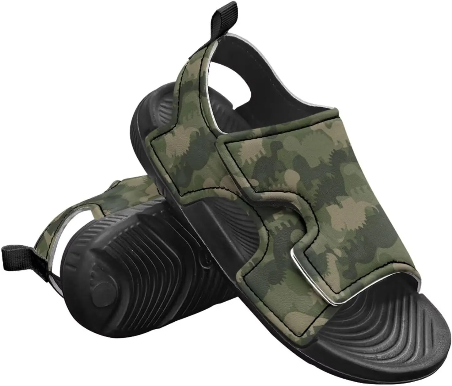 Boys Dinosaur Sandals Kids Open Toe Summer Outdoor Athletic Sandals Adjustable Beach Water Shoes for Toddler Boys