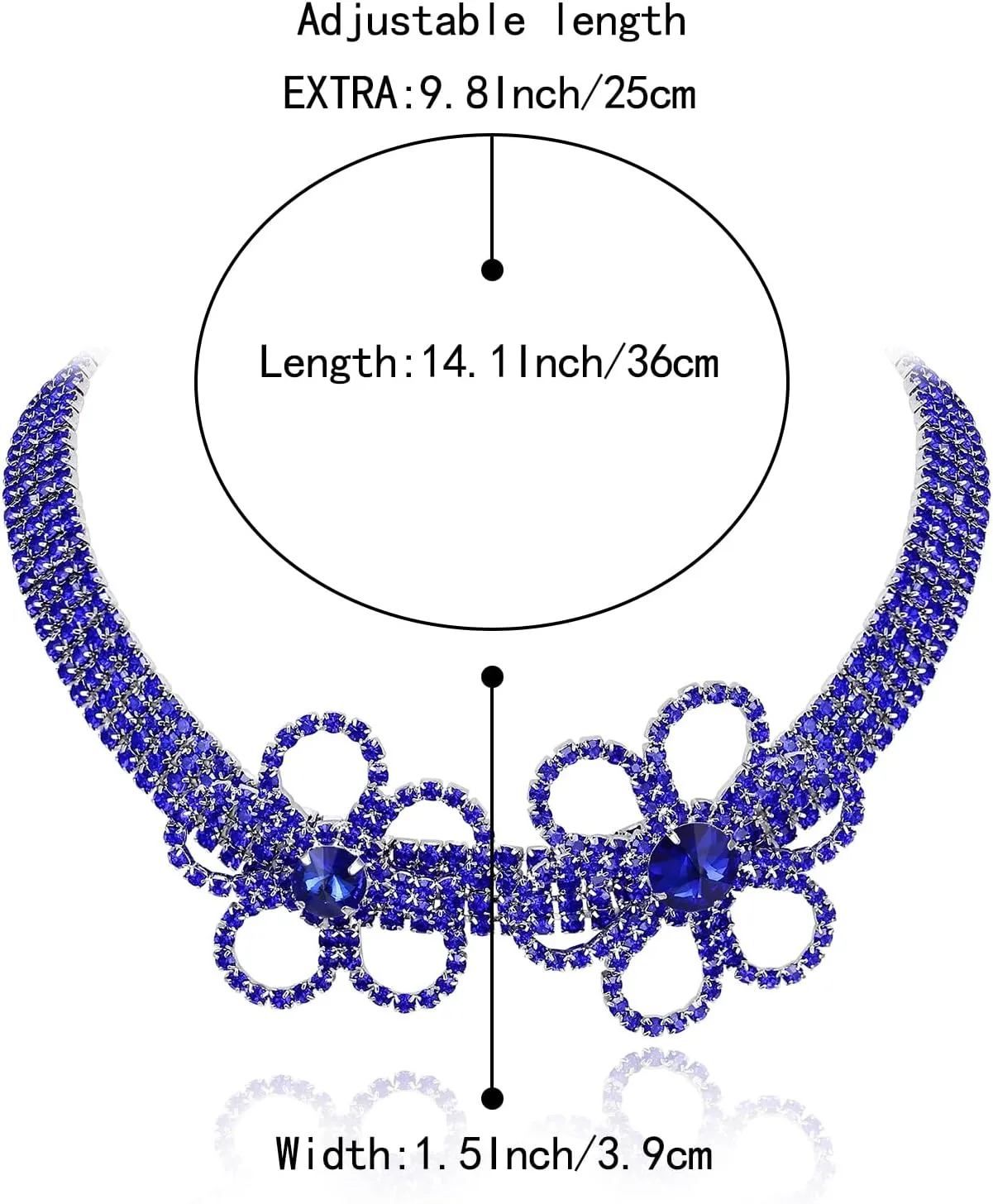 BriLove Women's Flower Collar Necklace, Double Crystal Statement Chunky Necklace Bib for Summer Beach Chokers Necklaces
