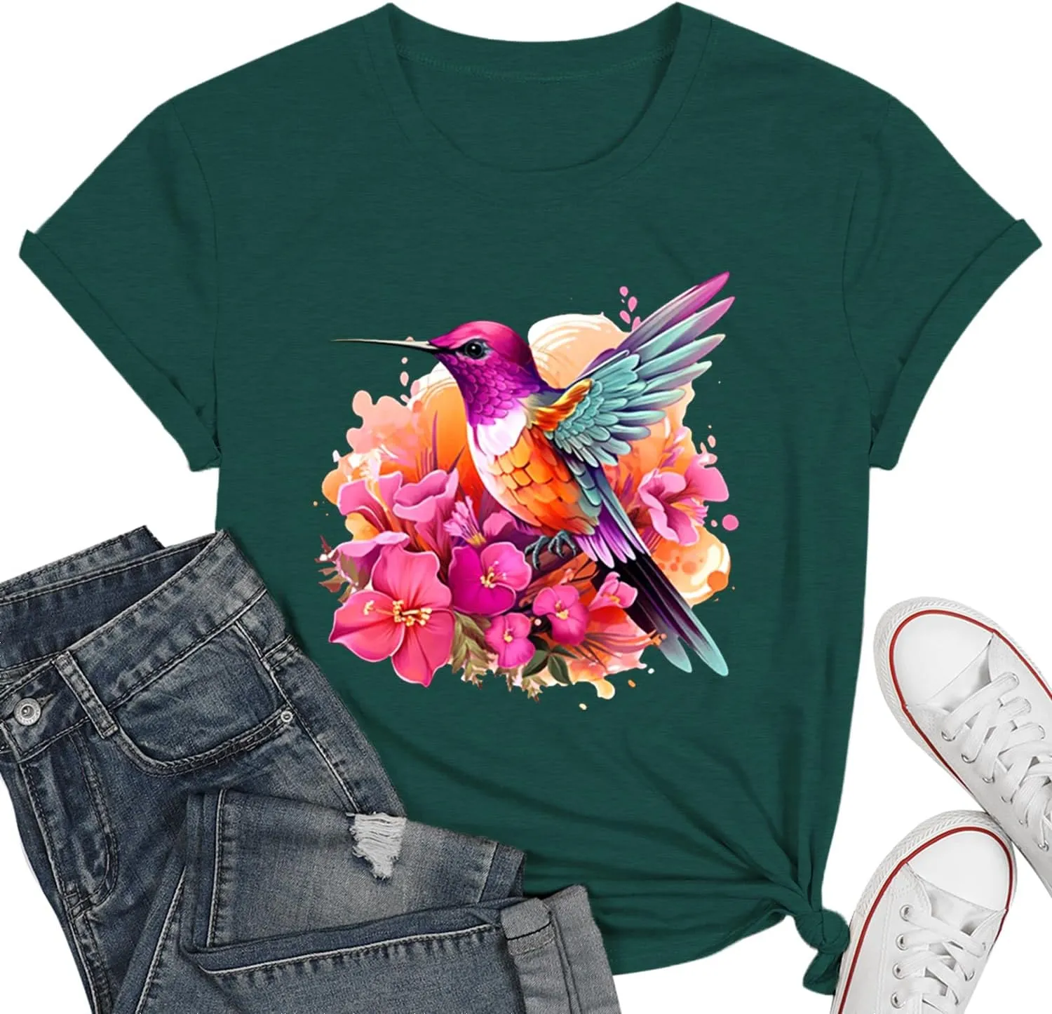 Butterfly T-Shirts for Women Butterflys Flowers Print Shirts Insect Lover Casual Short Sleeved Tops