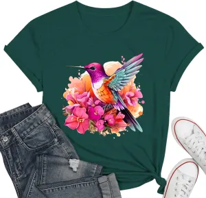 Butterfly T-Shirts for Women Butterflys Flowers Print Shirts Insect Lover Casual Short Sleeved Tops