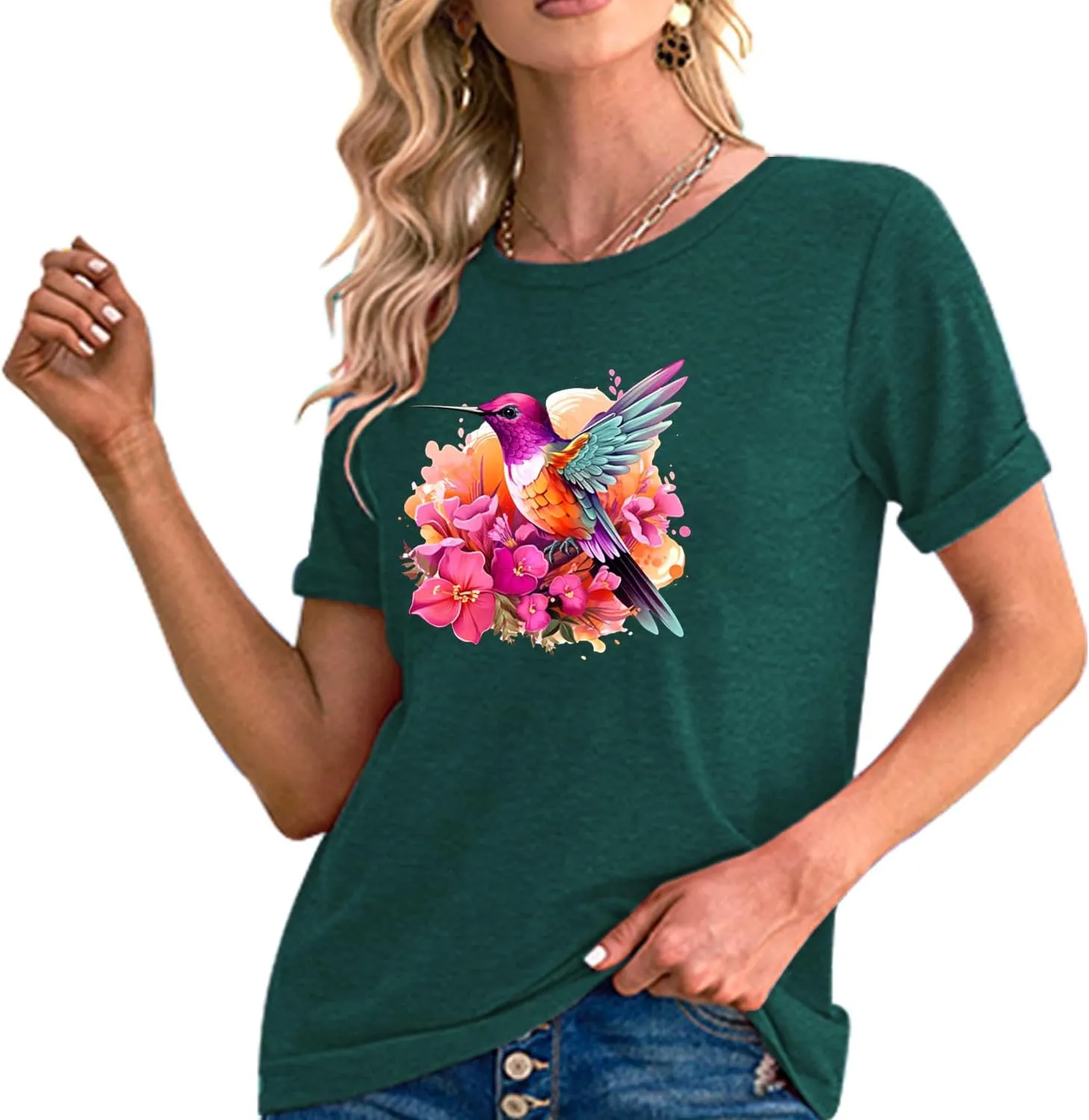Butterfly T-Shirts for Women Butterflys Flowers Print Shirts Insect Lover Casual Short Sleeved Tops