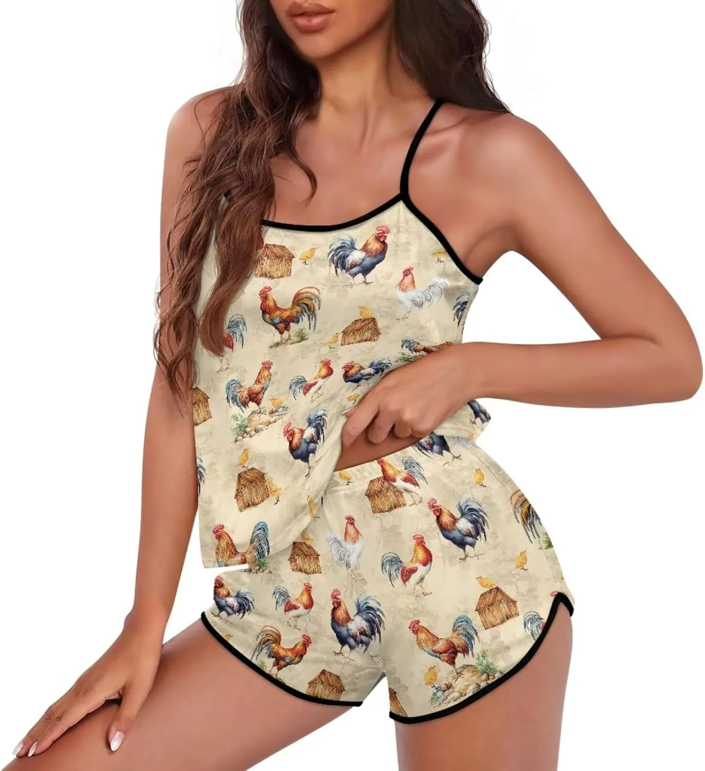 Cami Pajama Sets 2 Piece Sets Womens Pajama Sets Sexy Soft Lingerie Sleeveless Tank Top and Shorts Pj