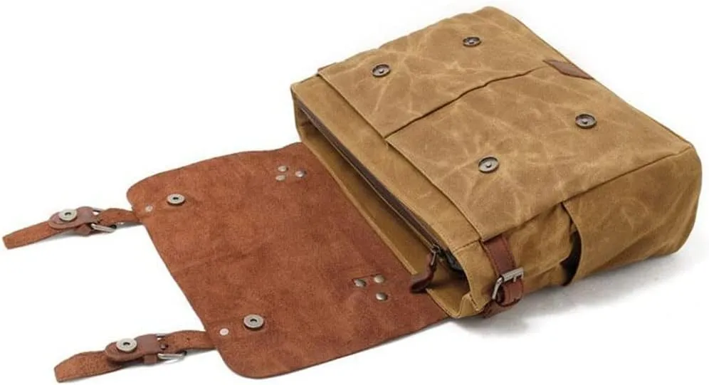 Canvas Horsehide Briefcase European And American Men's Bag Retro Shoulder Crossbody Handbag
