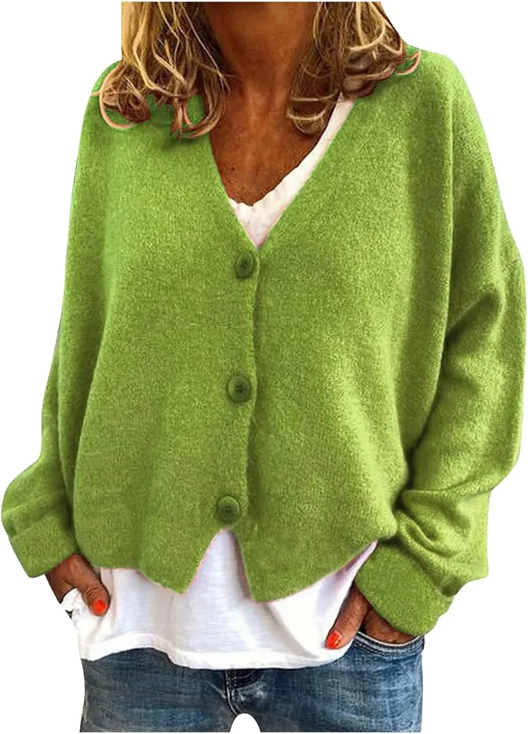 Cardigans for Women Trendy Oversized v Neck Lightweight Knit Sweater Button Front Casual Trendy Tops Outfits Clothes