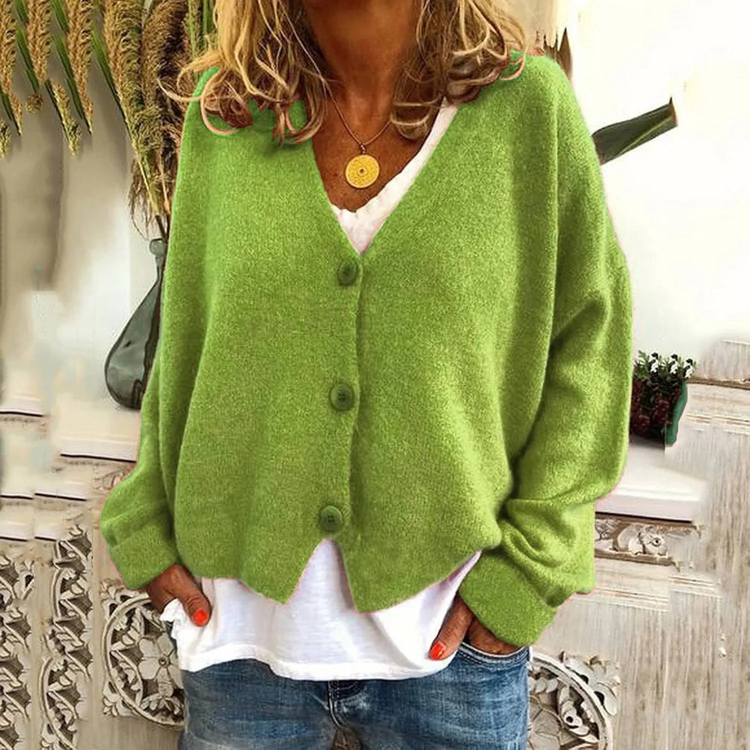 Cardigans for Women Trendy Oversized v Neck Lightweight Knit Sweater Button Front Casual Trendy Tops Outfits Clothes