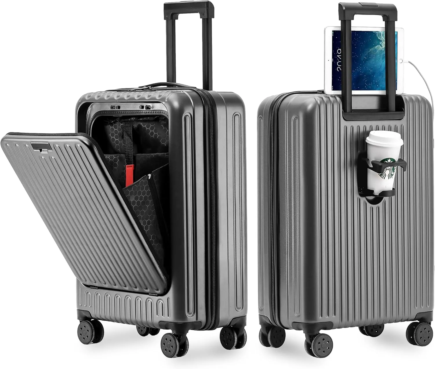 Carry On Luggage 22x14x9 Airline Approved, 20 Inch Hard Shell Carry On Luggage, Suitcase Carry-on Small Siutcase with Wheels (Grey, 1PC)