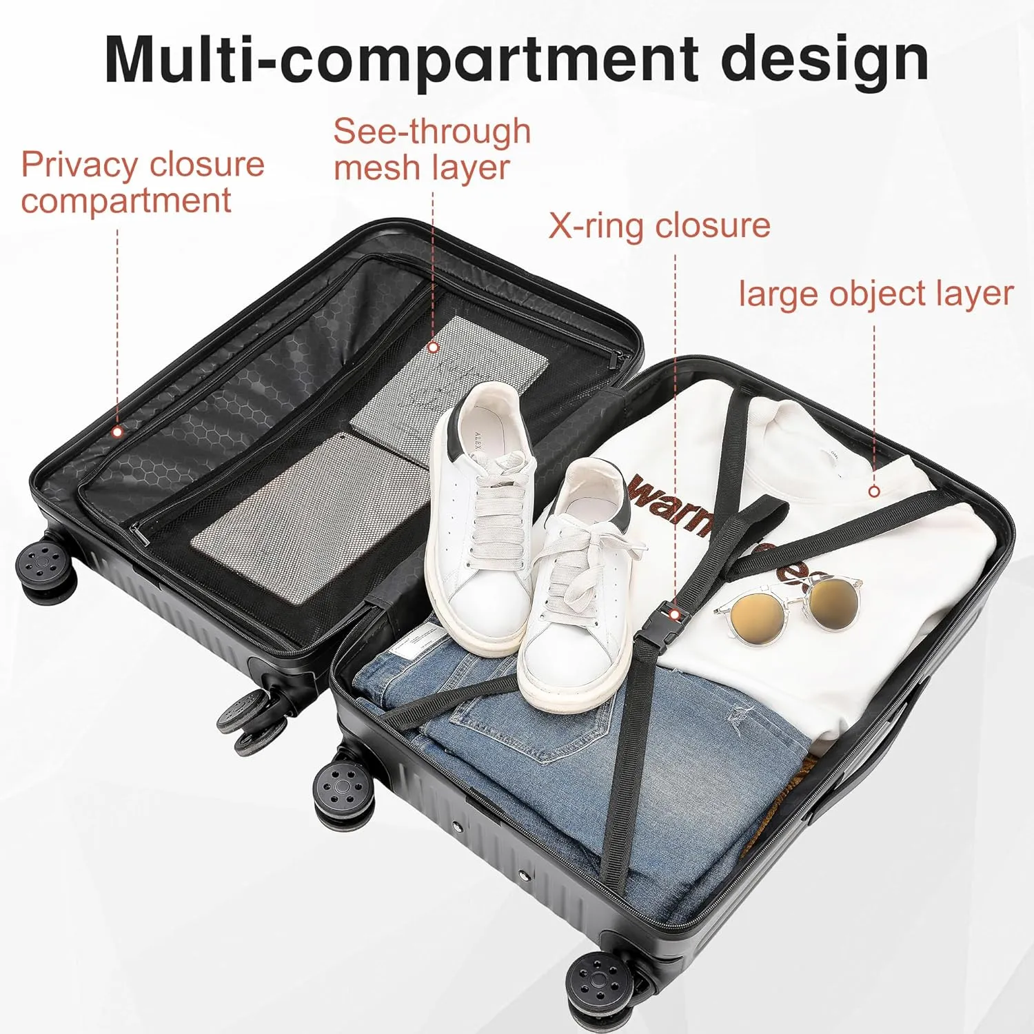 Carry On Luggage 22x14x9 Airline Approved, 20 Inch Hard Shell Carry On Luggage, Suitcase Carry-on Small Siutcase with Wheels (Grey, 1PC)