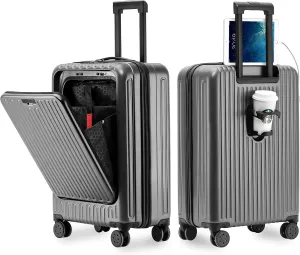 Carry On Luggage 22x14x9 Airline Approved, 20 Inch Hard Shell Carry On Luggage, Suitcase Carry-on Small Siutcase with Wheels (Grey, 1PC)