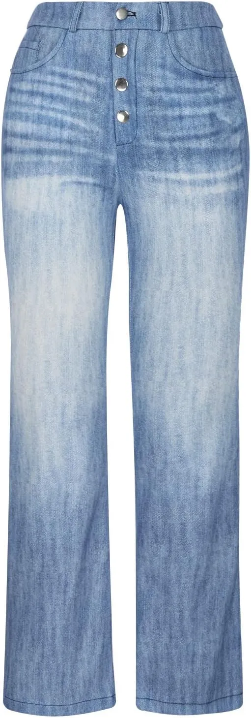 Casual Jeans Pants for Women Fitted Plain Flare Pants High Waist Wide Leg Pants Comfy Y2k Western Trousers