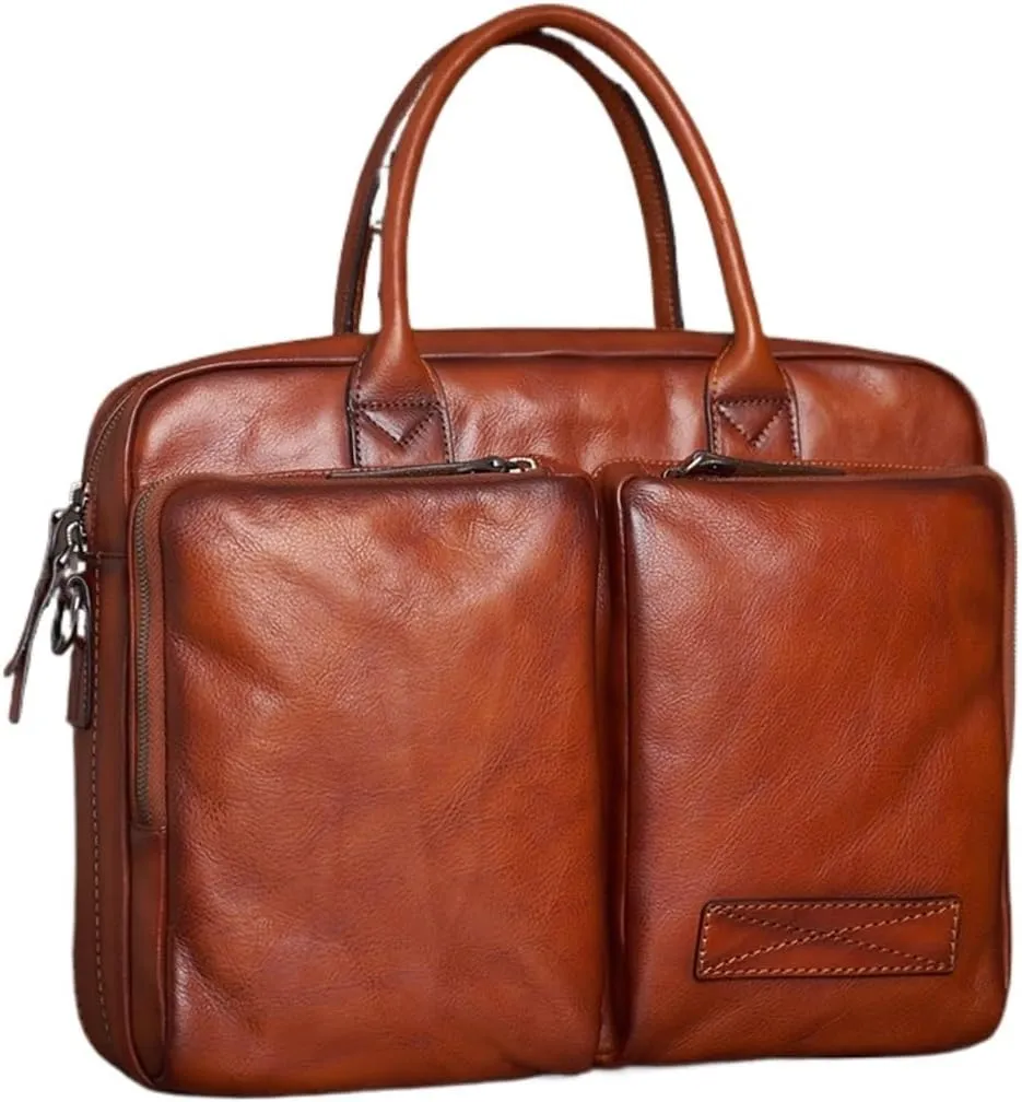 Casual Men's Briefcase Handbag Leather Shoulder Office Bag for 15" Laptop