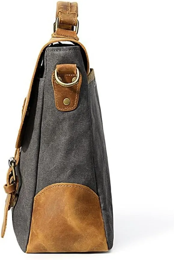 Casual Men's Messenger Bag Solid Canvas Vintage Men's Bag
