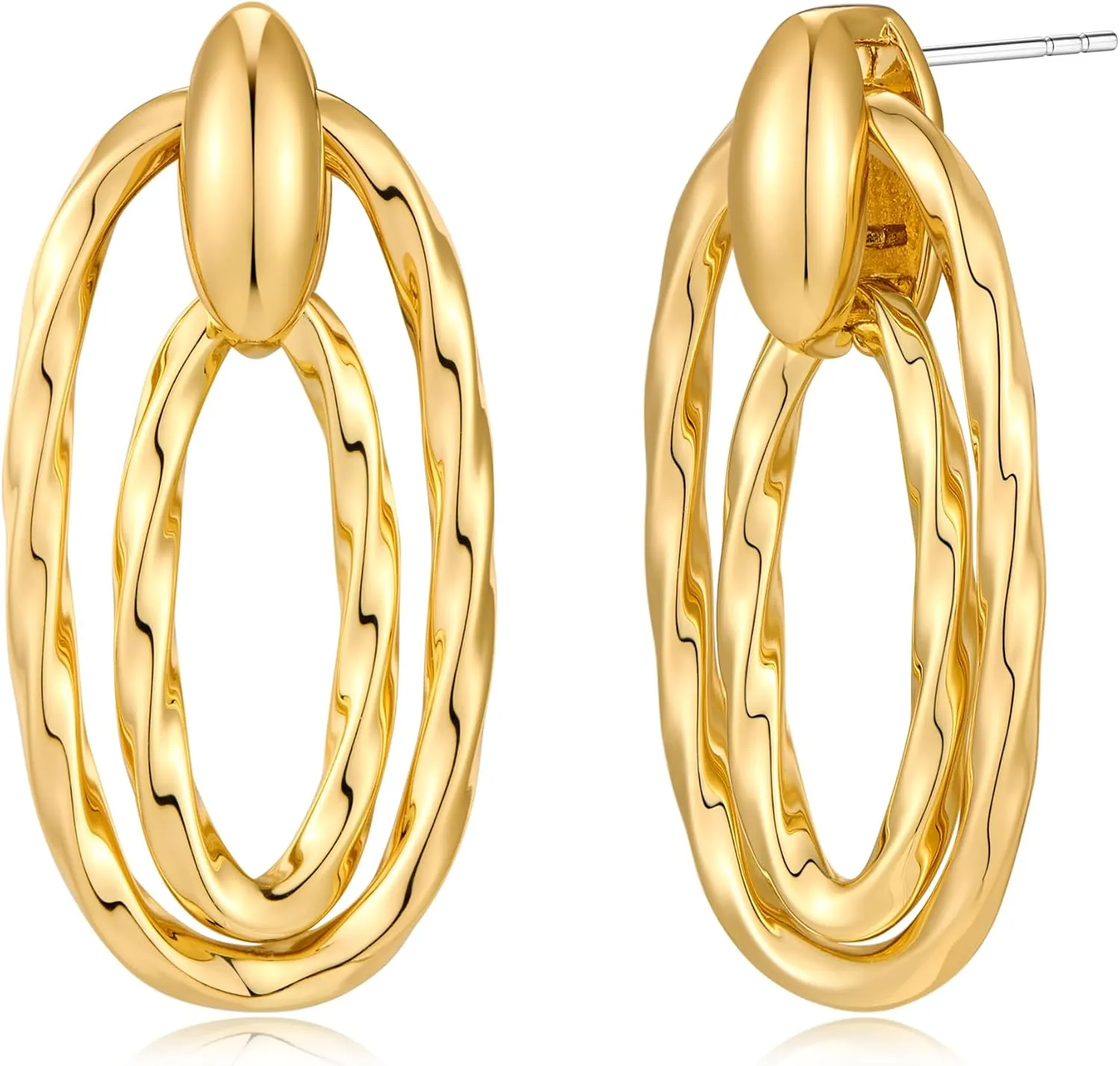 Chunky Gold Earrings for Women Trendy 14k Gold Plated Geometric Earrings Aesthetic Minimalist Statement Drop Dangle Earrings