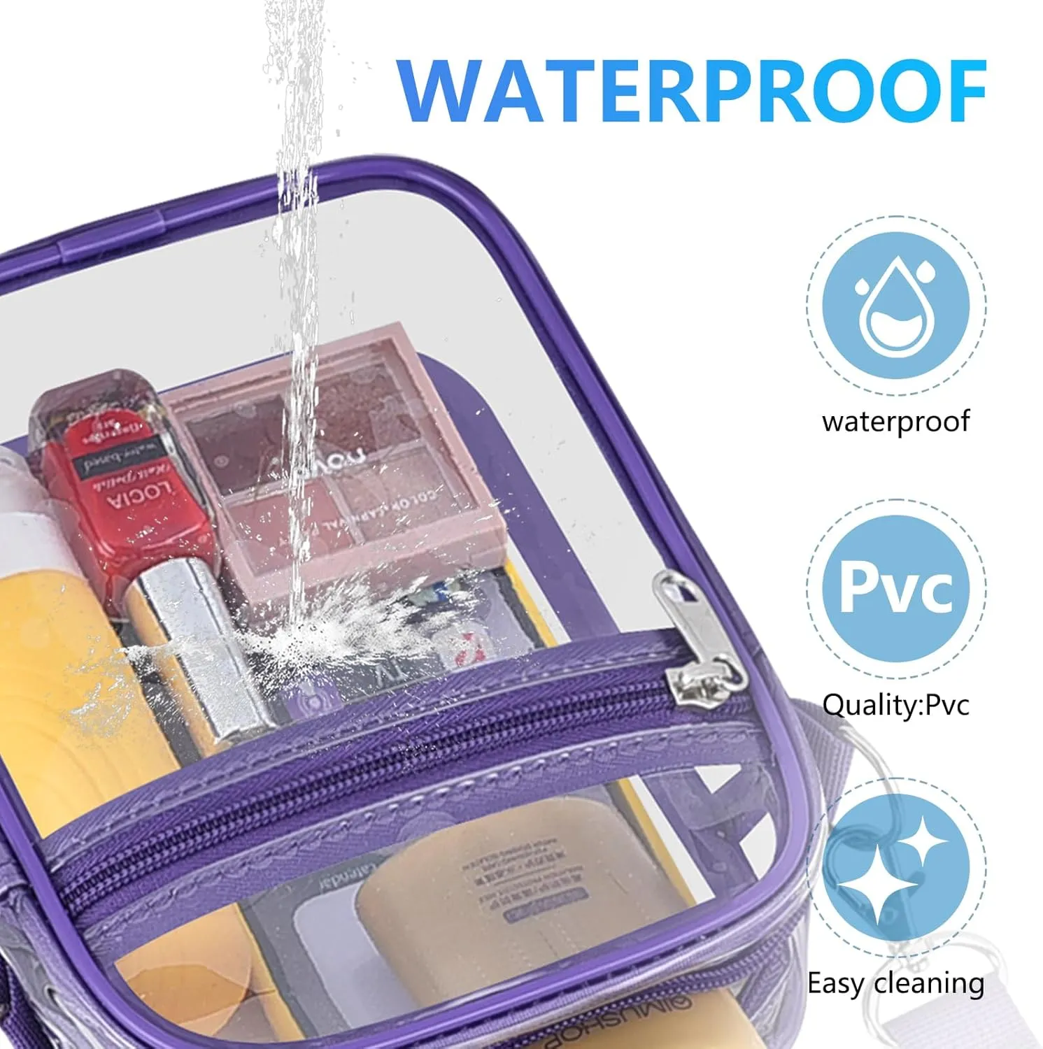Clear Bag for Stadium Events Men&Women Clear Crossbody Bag Stadium Approved Clear Purse Bag Waterproof Clear Bag