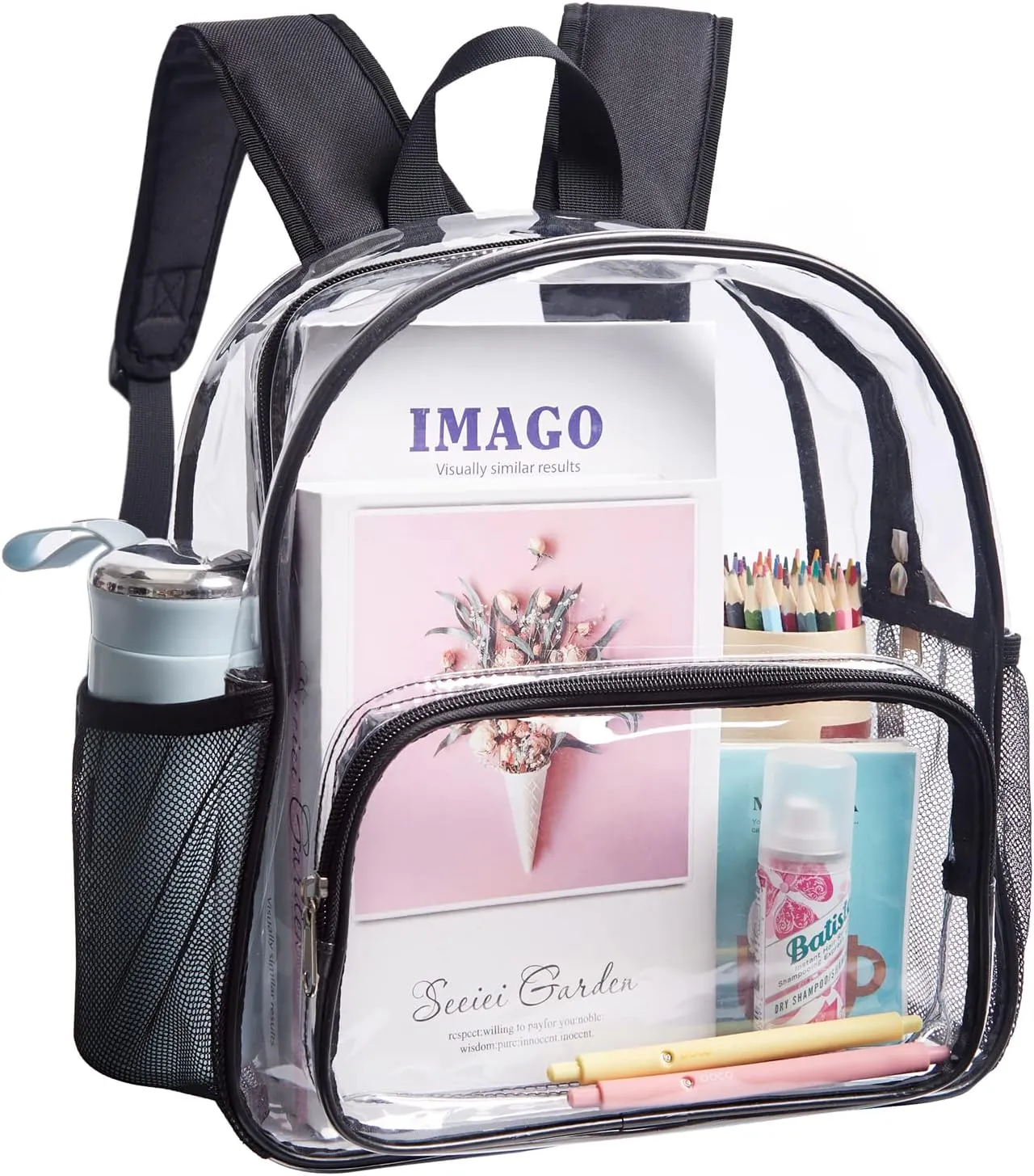 Clear Mini Backpack Stadium Approved, Waterproof and Lightweight Heavy Duty Transparent Backpack for Concert, Security Travel & Stadium