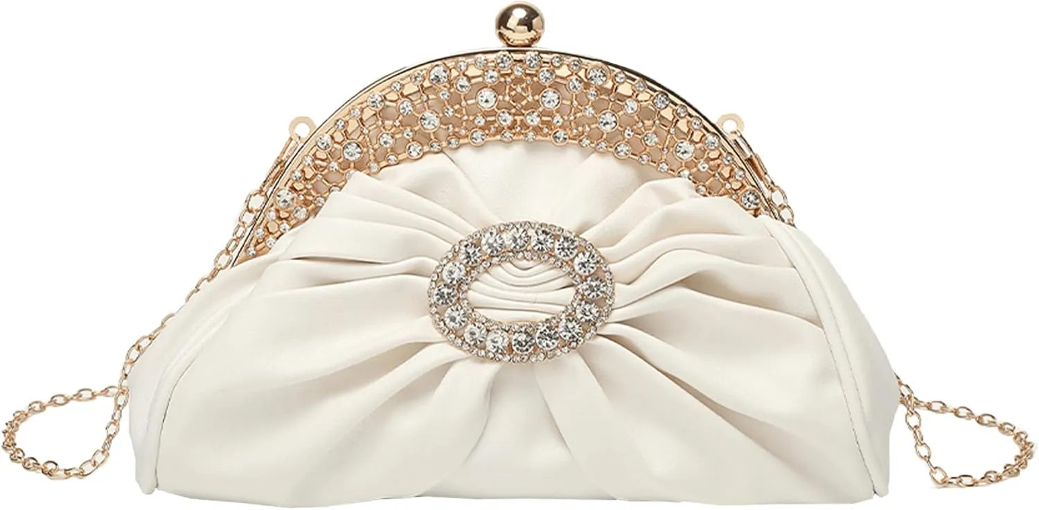 Clutch Purses for Women Evening Dumpling Clutch Bag Soft Pleated Handbag Weddings Purse for Women Proms Cocktail