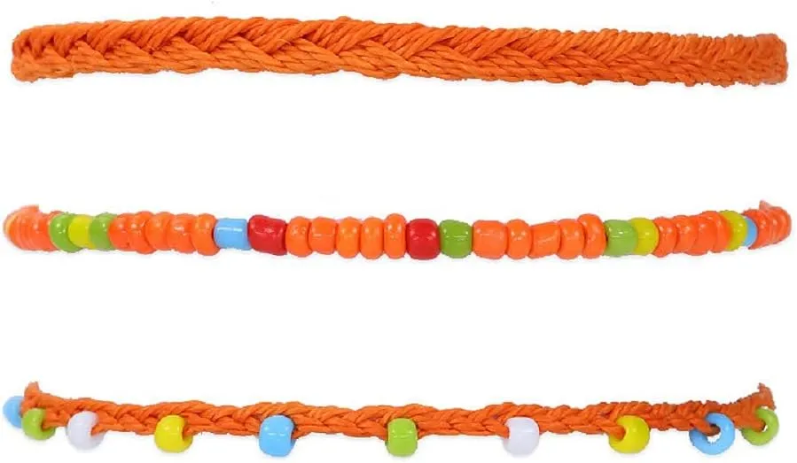 COLORFUL BLING Waterproof Adjustable Boho Ankle Bracelets Set Braided String Hawaii Colored Seed BeadsAnklets Jewelry Gifts for Women Teen Girls