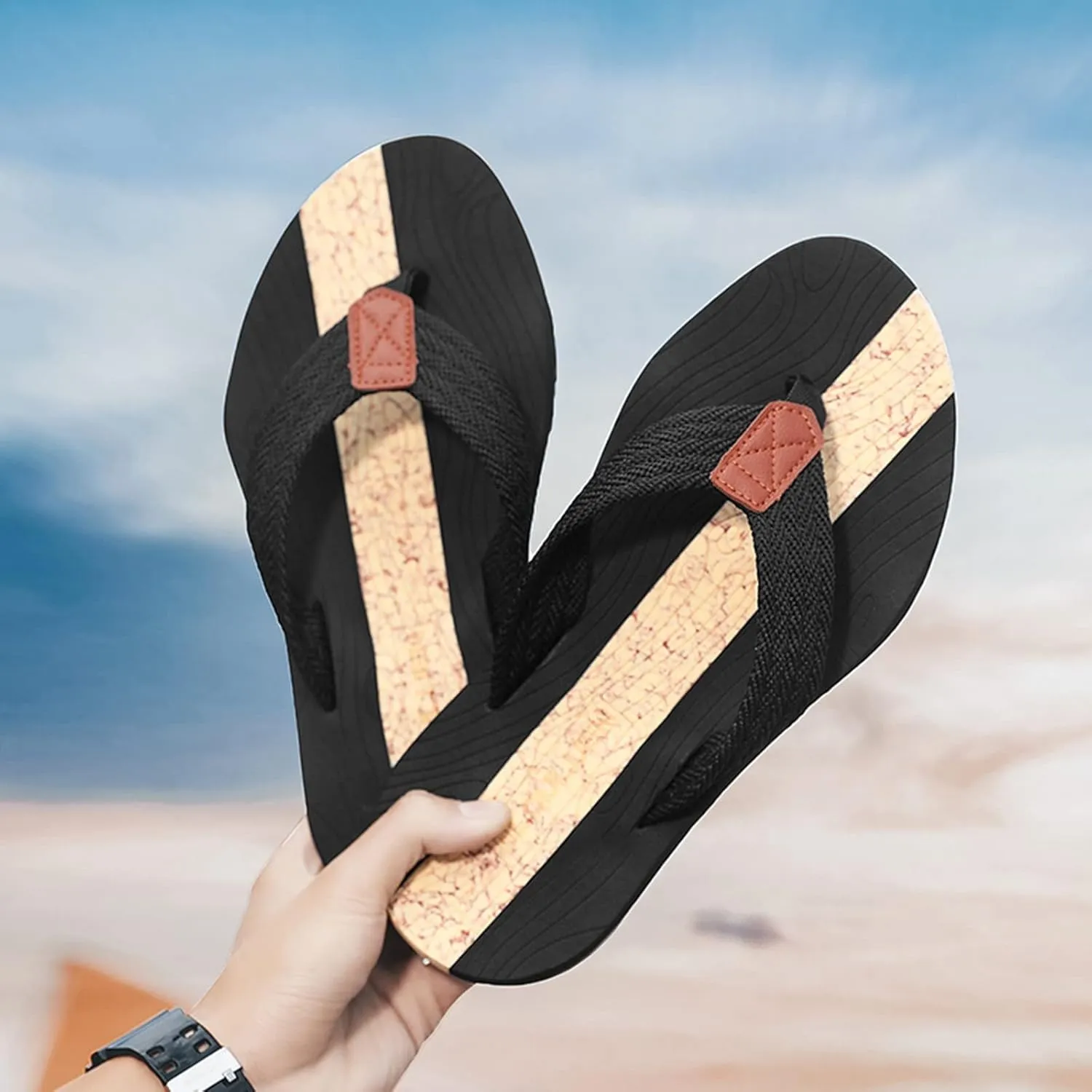 Comfortable Walking Thong Sandals Men Shoes Fashionable Flat Herringbone Slippers Summer Breathable Beach Sandals Flip
