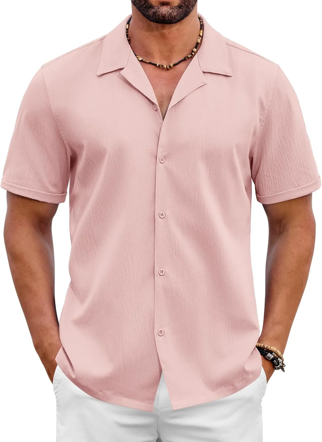 COOFANDY Mens 2025 Fashion Textured Shirts Short Sleeve Summer Beach Shirt Casual Button Down Shirts