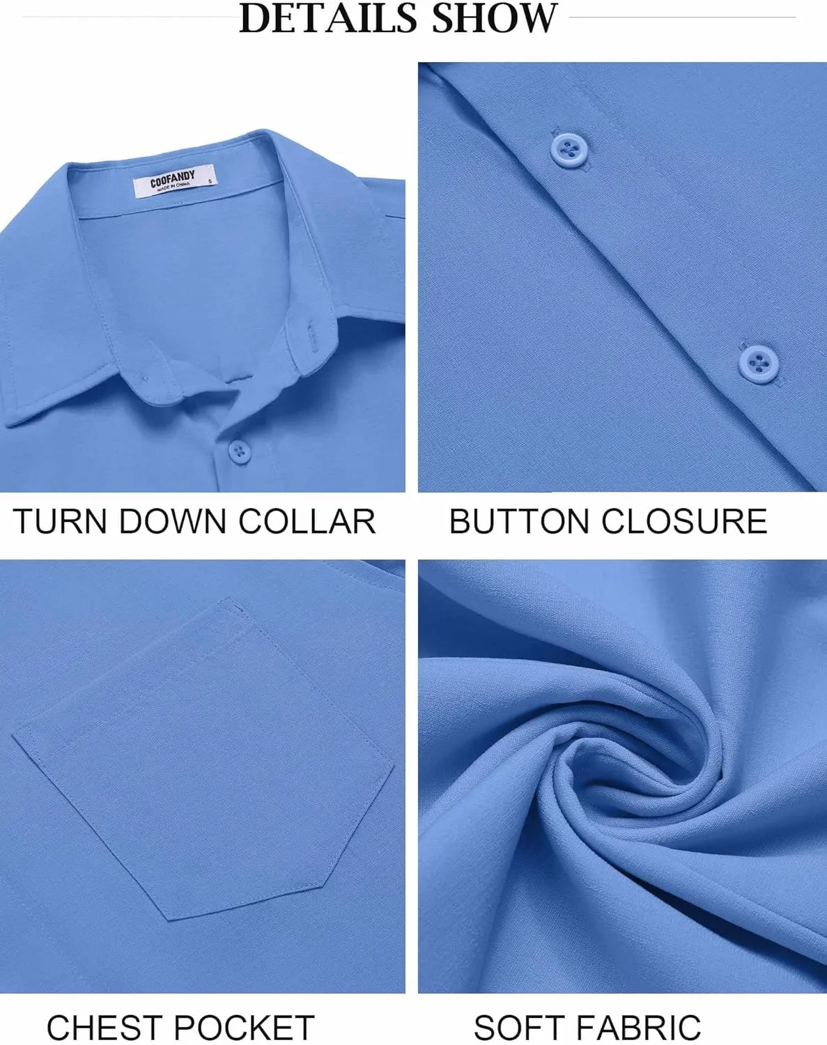 COOFANDY Men's Button Down Shirts Short Sleeve Casual Summer Shirts Beach Wedding Shirt with Pocket