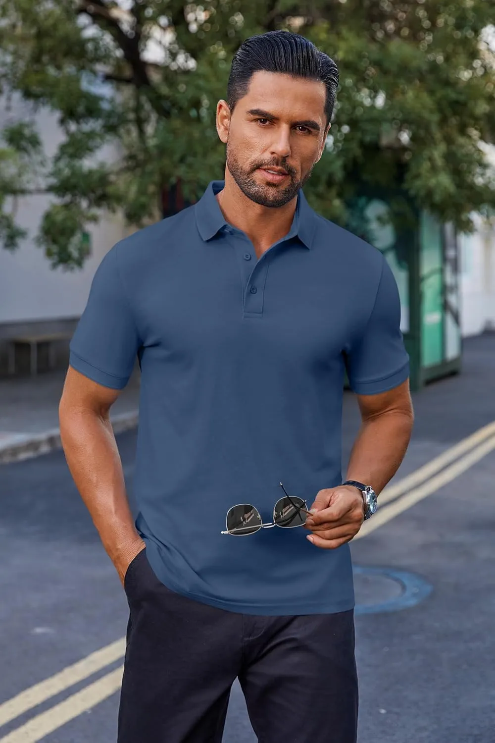 COOFANDY Men's Cotton Pique Polo Shirts Short Sleeve Golf Shirts Basic Casual Collared T-Shirt