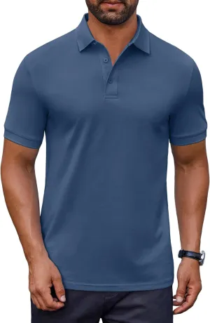 COOFANDY Men's Cotton Pique Polo Shirts Short Sleeve Golf Shirts Basic Casual Collared T-Shirt