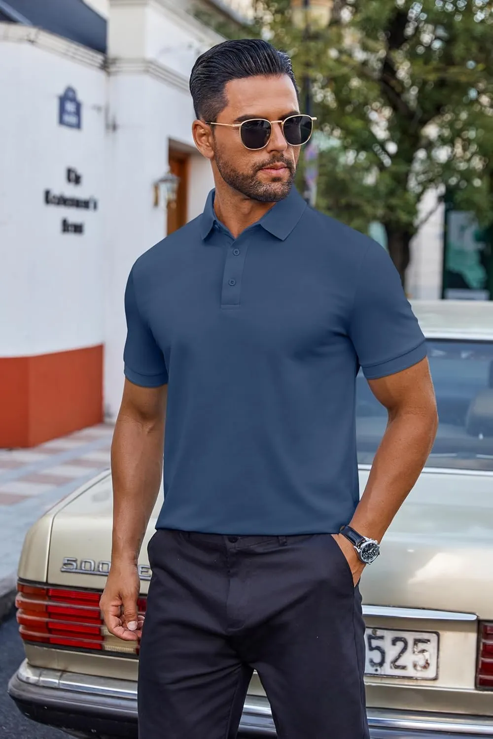COOFANDY Men's Cotton Pique Polo Shirts Short Sleeve Golf Shirts Basic Casual Collared T-Shirt