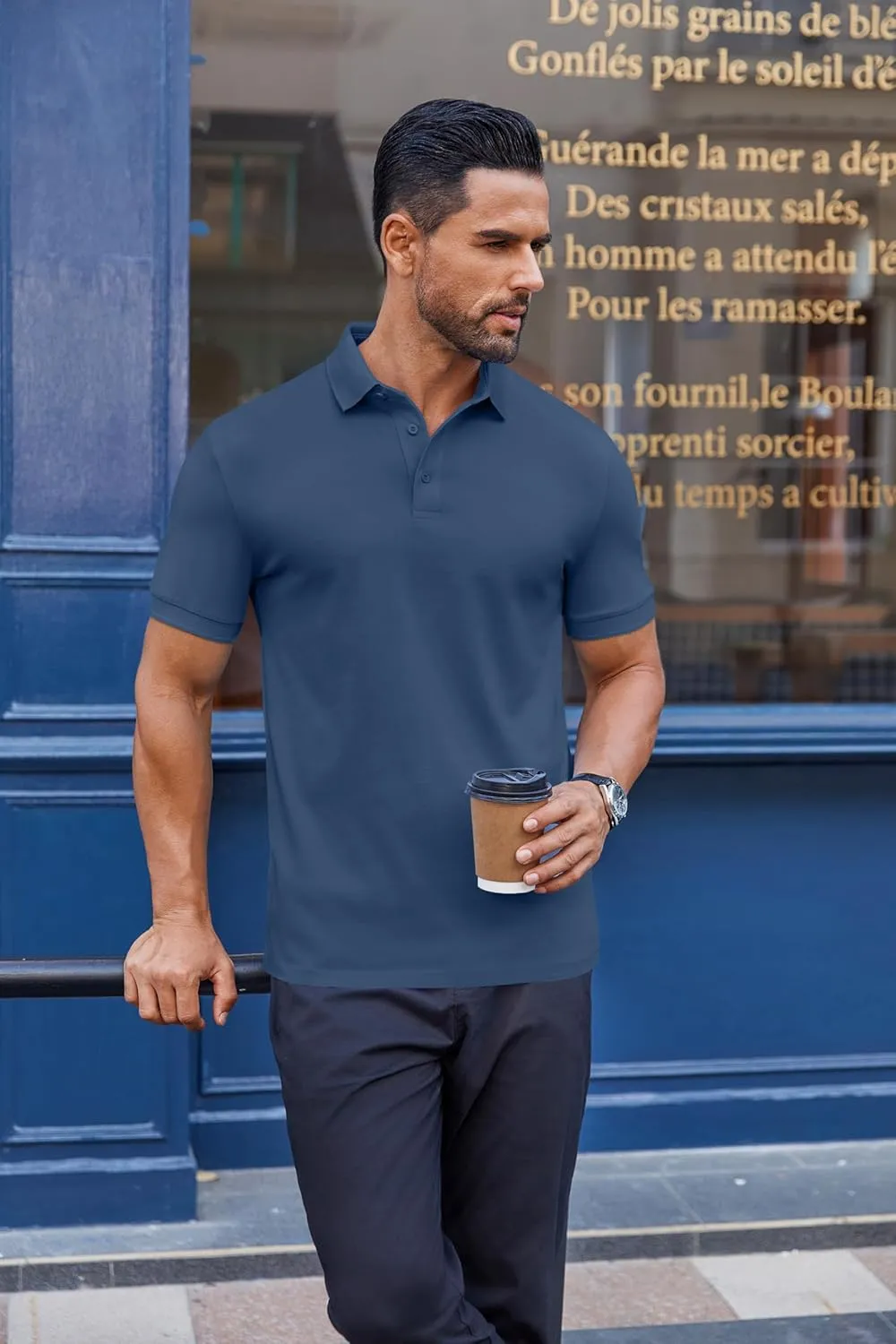 COOFANDY Men's Cotton Pique Polo Shirts Short Sleeve Golf Shirts Basic Casual Collared T-Shirt