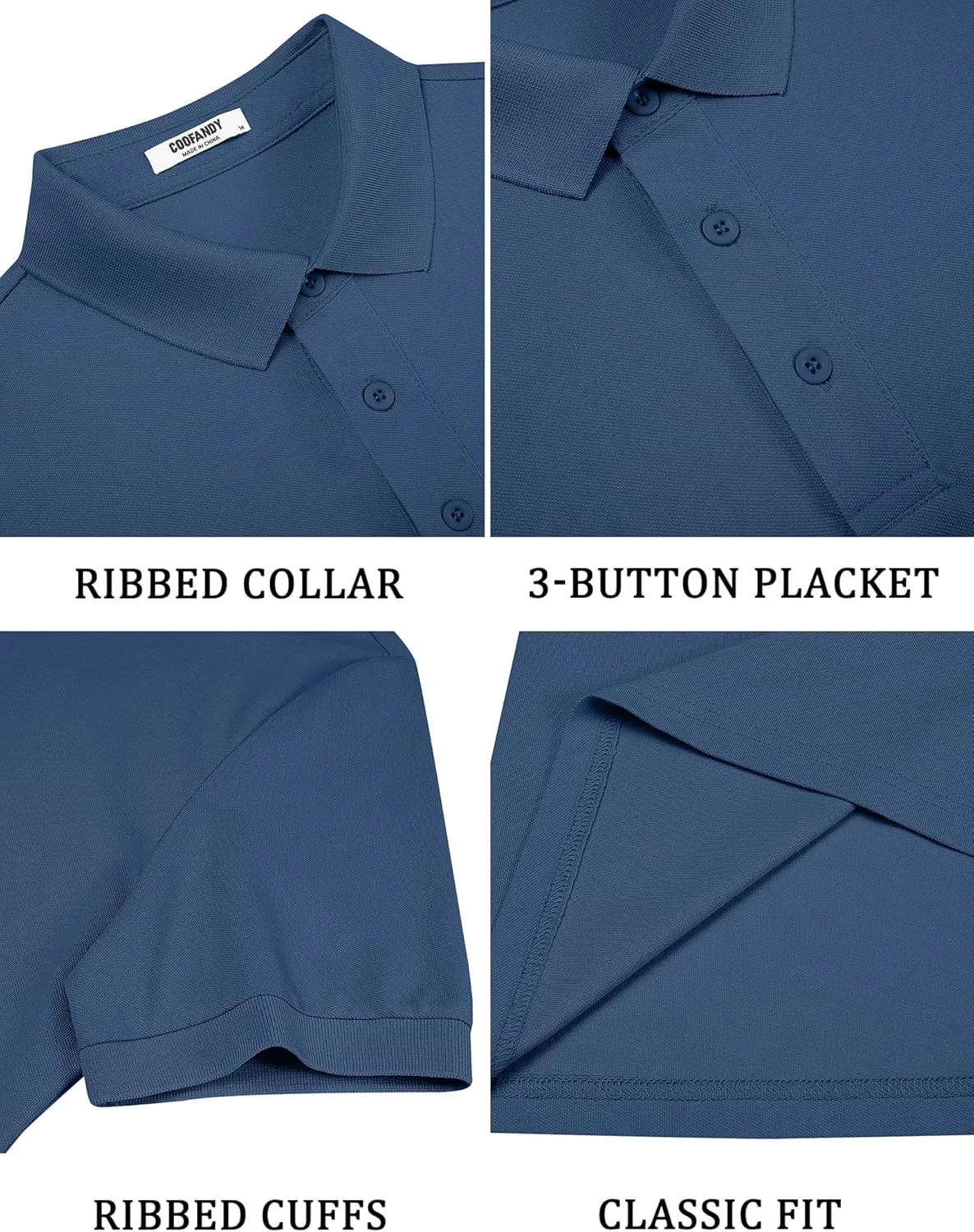 COOFANDY Men's Cotton Pique Polo Shirts Short Sleeve Golf Shirts Basic Casual Collared T-Shirt