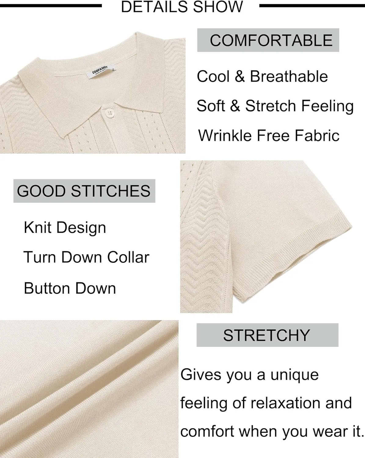 COOFANDY Mens Knit Button Down Shirt Short Sleeve Summer Casual Shirts Vintage Beach Vacation Shirts