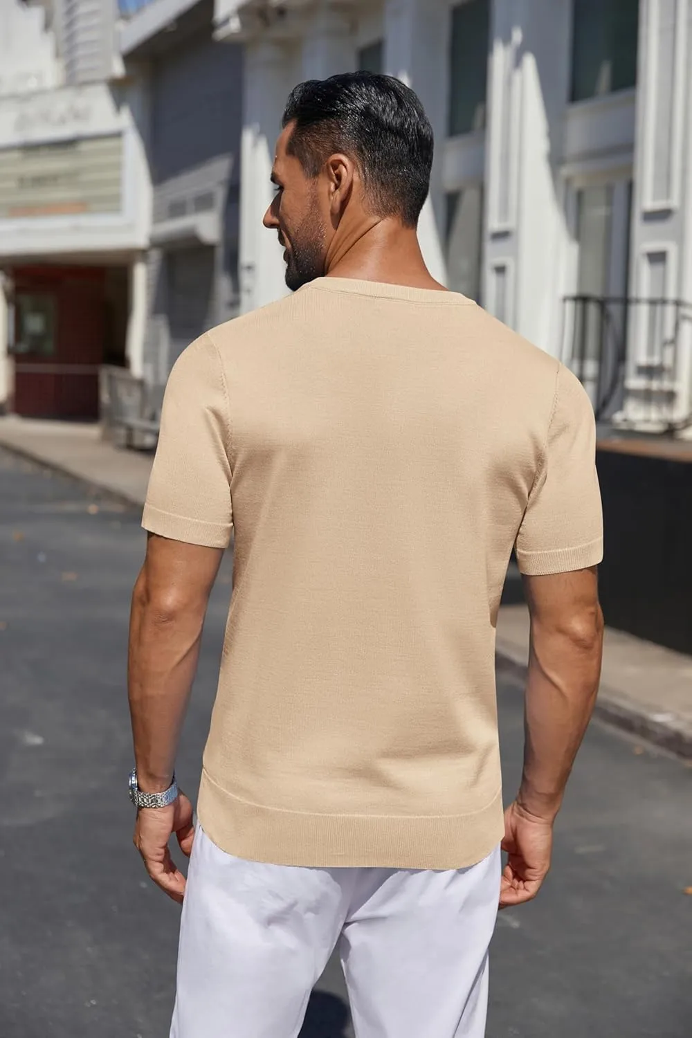 COOFANDY Men's Knit Henley Shirts Short Sleeve Casual Basic Tee Summer Button Soild T Shirts