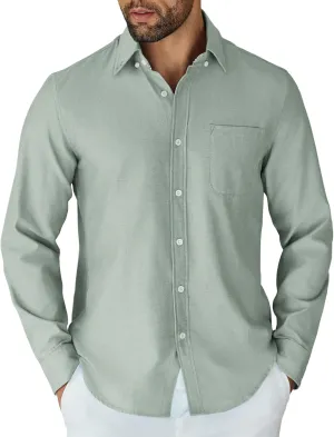 COOFANDY Mens Long Sleeve Button Down Shirt Casual Untucked Shirts for Men Oxford Dress Shirts