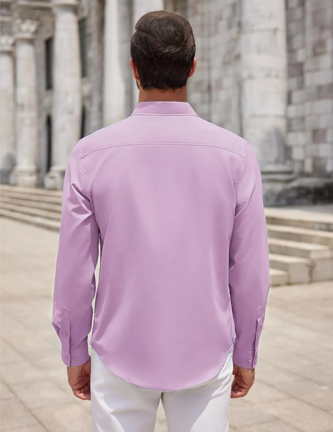 COOFANDY Men's Long Sleeve Button Down Shirts Casual Untucked Dress Shirt Summer Beach Wedding Shirts