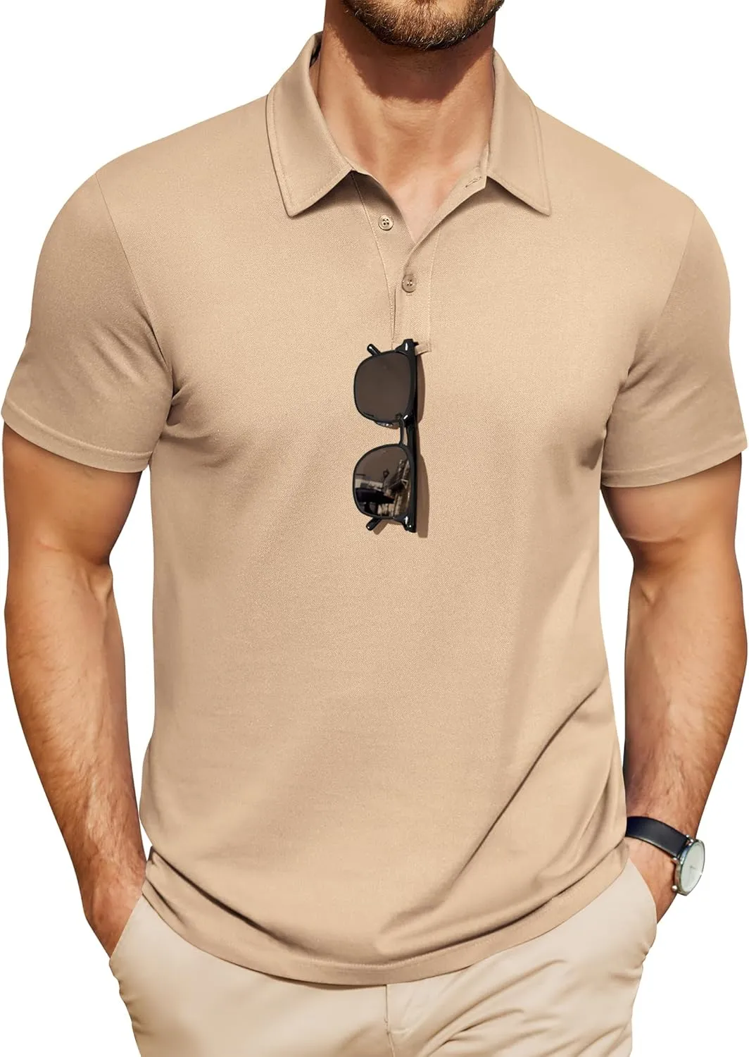 COOFANDY Men's Polo Shirts Short Sleeve Pique Jersey Golf Shirt Casual Summer Collared T-Shirts
