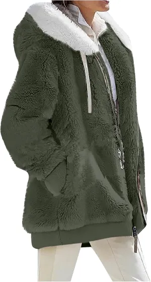 COTECRAM Jackets for Women Casual Plus Size Sherpa Fleece Winter Coats Full Zip Up Fuzzy Plush Sweater Hoodies Outerwear
