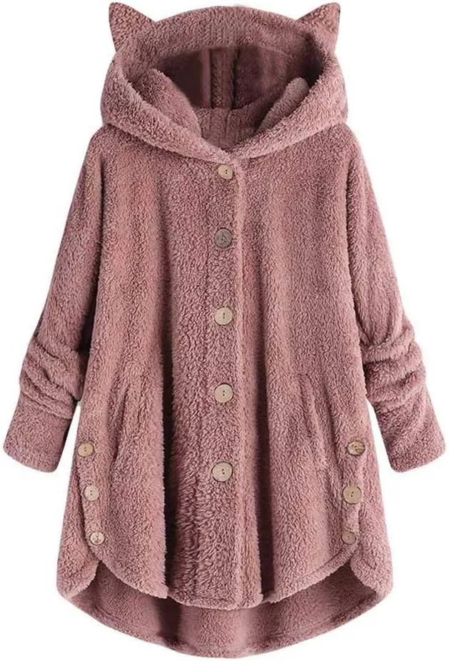 COTECRAM Winter Coats for Women 2023 Fashion Plus Size Sharpa Jacke Button Down Fleece Jacket Fuzzy Warm Hoodie Outwear