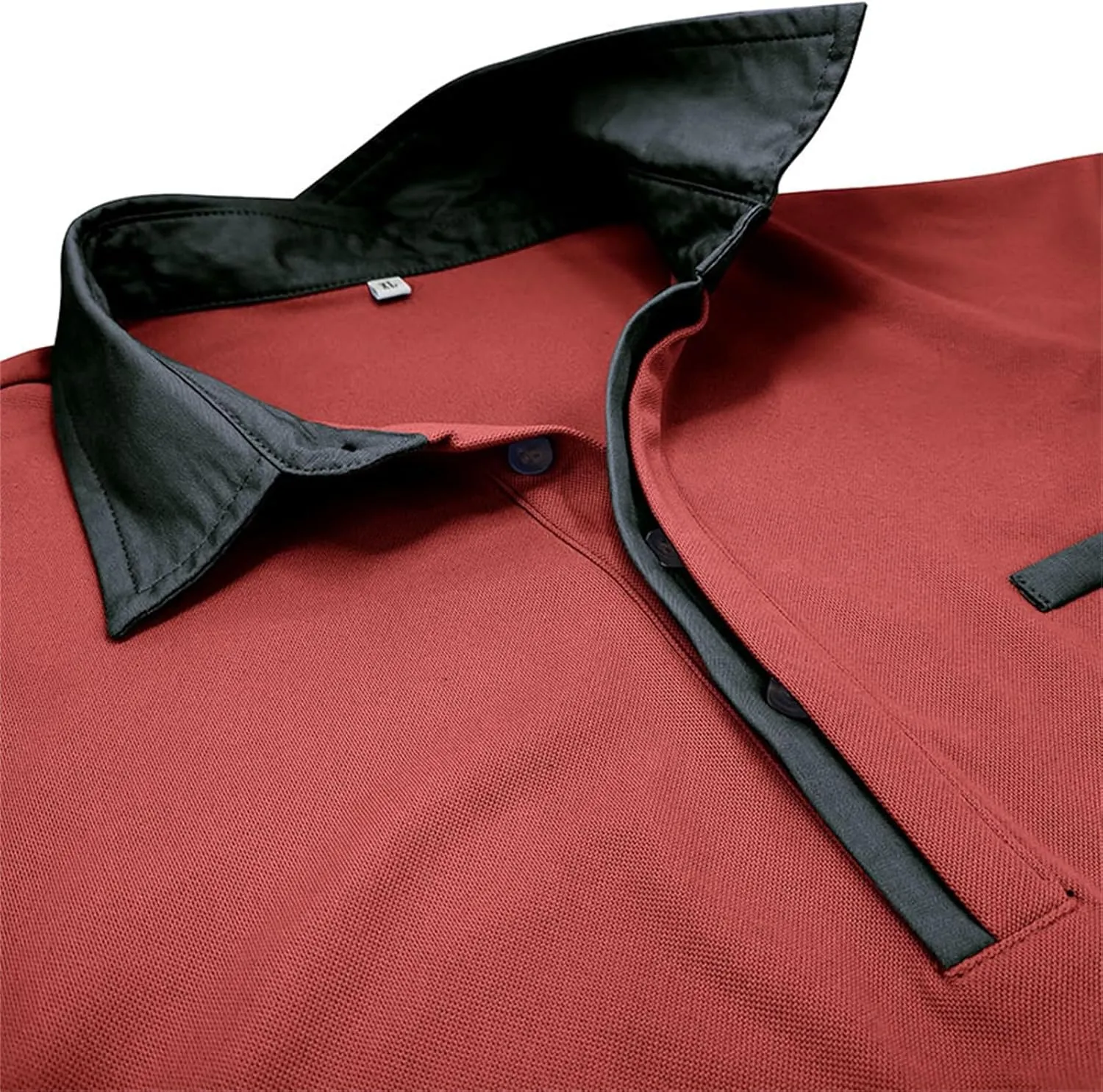 CRNTCEM Mens Long Sleeves Button Up Polo Shirts Chinos Cotton Slim Fit Tennis Shirts Lapel Collar Business Work Golf Teeshirt
