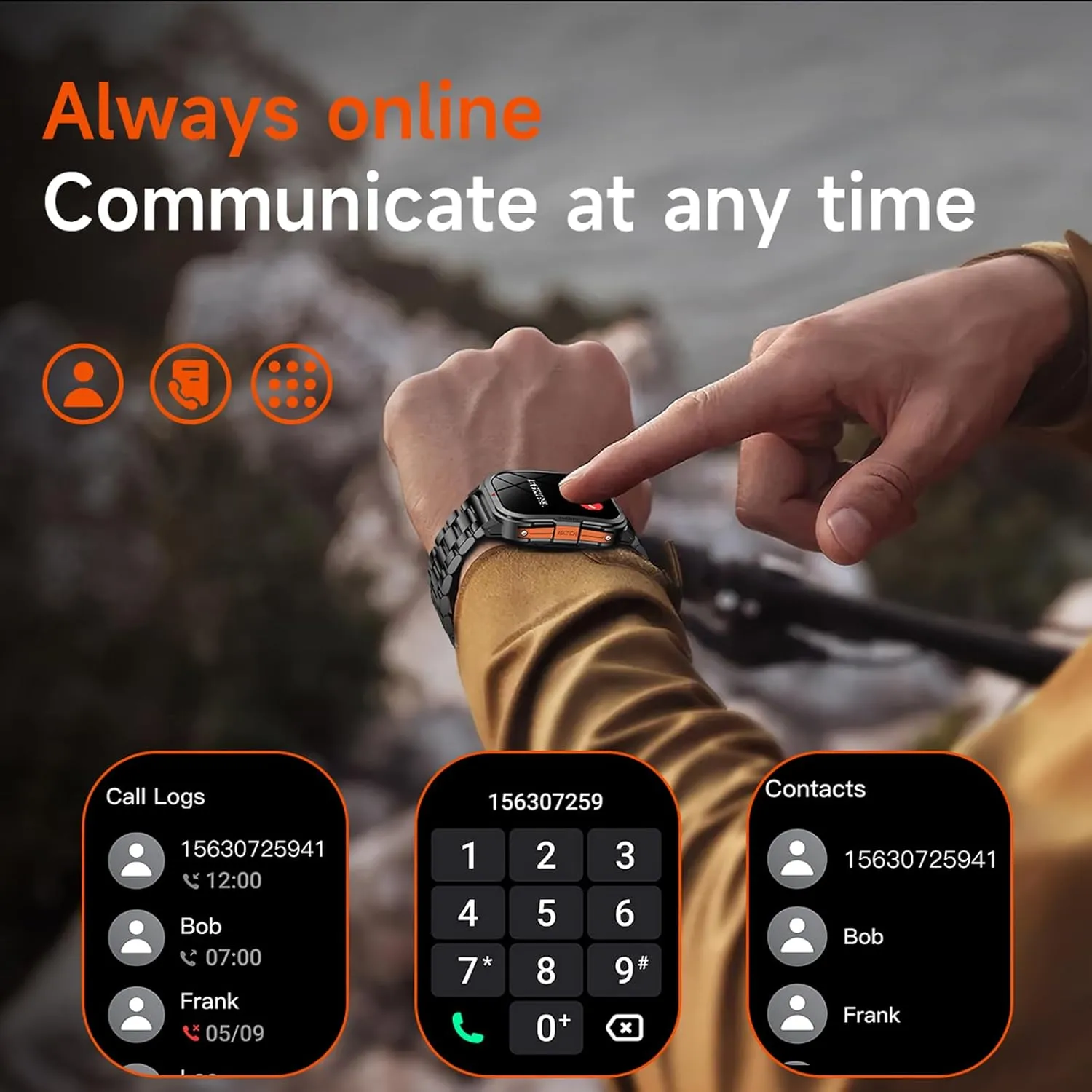 Curved Display Smart Watch for Men Smart Watches with Heart Rate Monitor Sleep Tracker Bluetooth Calling Message Notifications Fitness Tracker Calories Step Counter Flashlight Waterproof Wristwatch