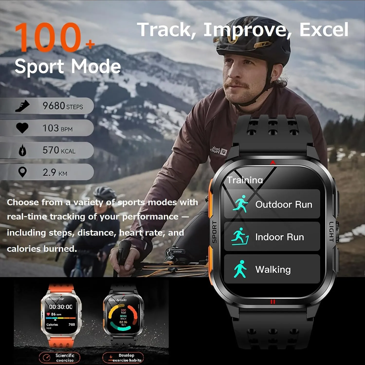 Curved Display Smart Watch for Men Smart Watches with Heart Rate Monitor Sleep Tracker Bluetooth Calling Message Notifications Fitness Tracker Calories Step Counter Flashlight Waterproof Wristwatch