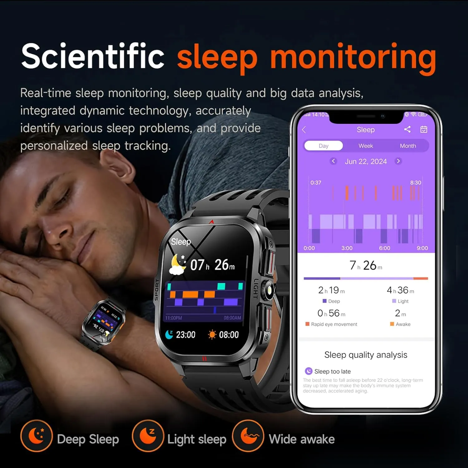 Curved Display Smart Watch for Men Smart Watches with Heart Rate Monitor Sleep Tracker Bluetooth Calling Message Notifications Fitness Tracker Calories Step Counter Flashlight Waterproof Wristwatch