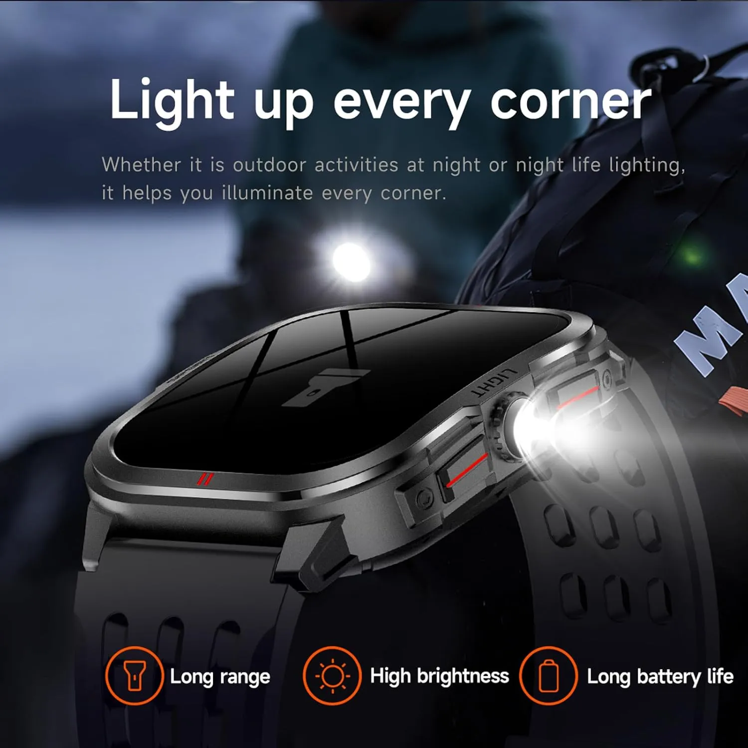 Curved Display Smart Watch for Men Smart Watches with Heart Rate Monitor Sleep Tracker Bluetooth Calling Message Notifications Fitness Tracker Calories Step Counter Flashlight Waterproof Wristwatch