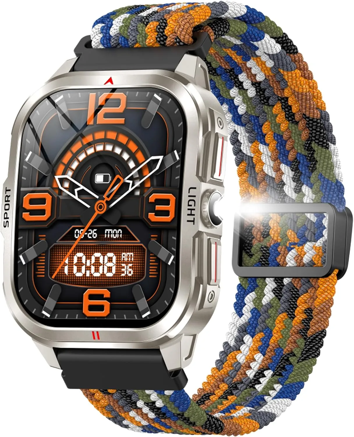 Curved Display Smart Watch for Men Smart Watches with Heart Rate Monitor Sleep Tracker Bluetooth Calling Message Notifications Fitness Tracker Calories Step Counter Flashlight Waterproof Wristwatch
