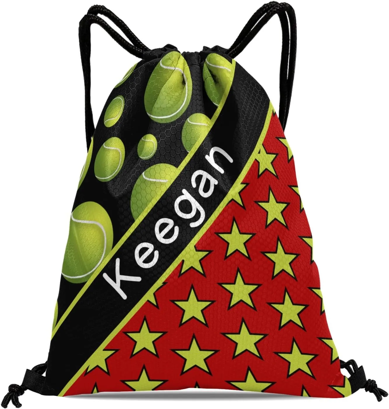 Custom Green Tennis Balls Drawstrings Bags Backpack Light Durable Gym String Sackpack For Party Sport Trip