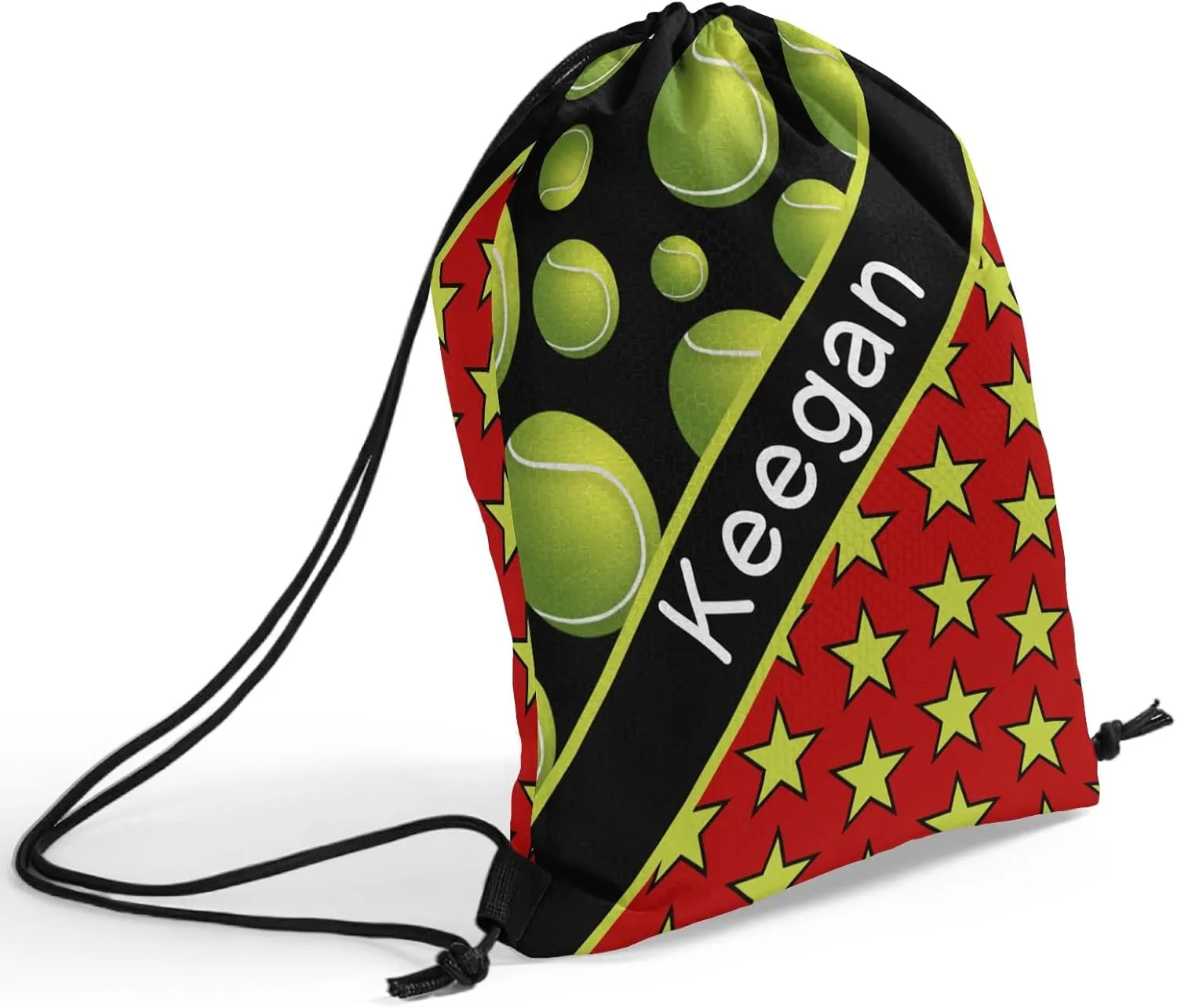 Custom Green Tennis Balls Drawstrings Bags Backpack Light Durable Gym String Sackpack For Party Sport Trip